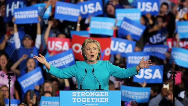 U.S. Democratic presidential nominee Hillary Clinton speaks during a campaign rally in Cleveland, Ohio, U.S.