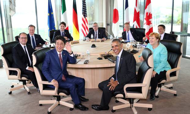 Participants of the G7 summit meetings  attend session 2 meeting at the Shima Kanko Hotel in Shima, Mie Prefecture, Japan 