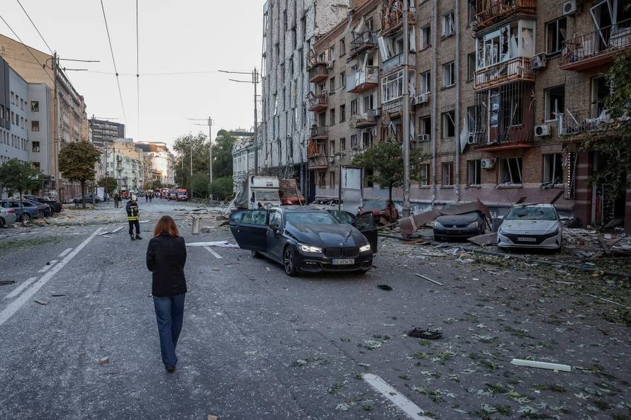 Aftermath of a Russian missile and drone attack in Kyiv