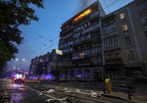 Russian drone and missile strike in Kyiv