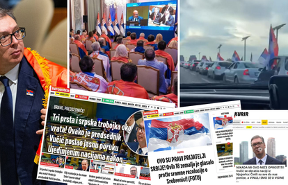 VIDEO Nadrealni prizori u Srbiji: Kolone auta sa zastavama na ulici, naslovnice se dive Vučiću