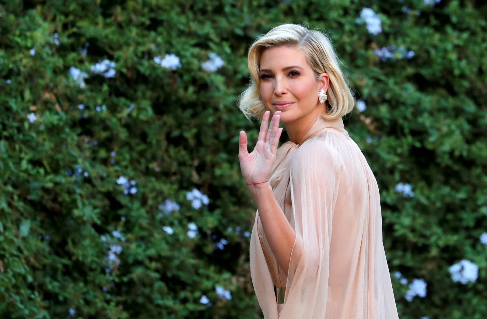 Ivanka Trump arrives to attend the wedding of fashion designer Misha Nonoo at Villa Aurelia in Rome