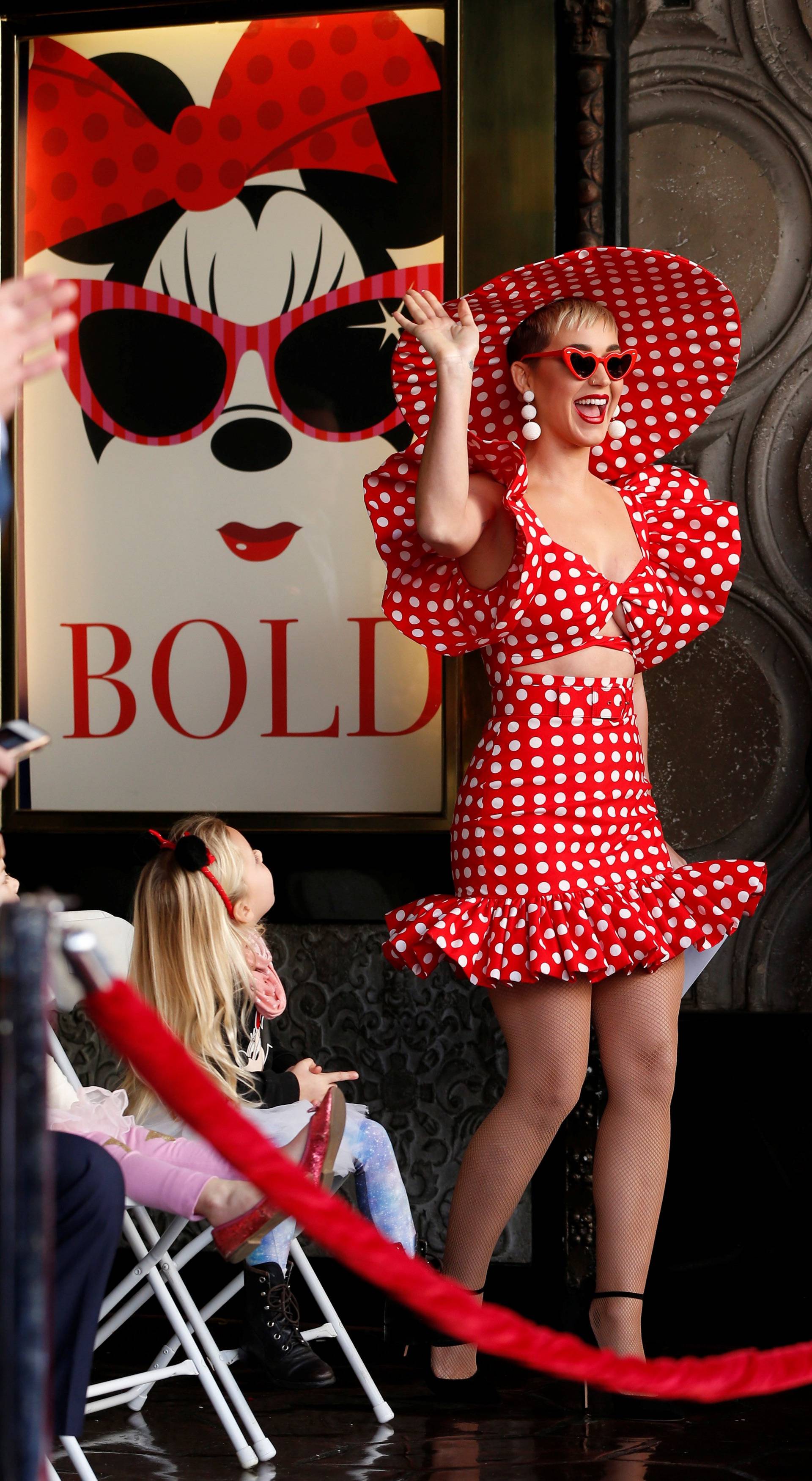 Singer Perry attends the unveiling of the star for Minnie Mouse on the Hollywood Walk of Fame in Los Angeles