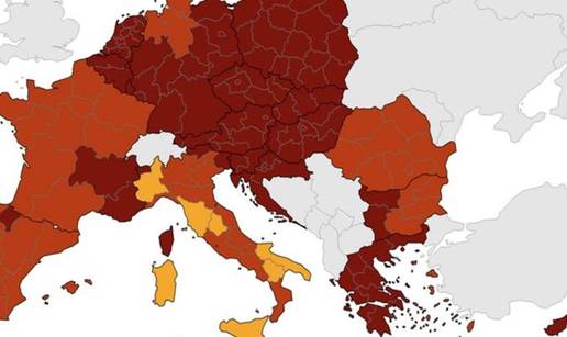 Nova koronakarta Europe: Hrvatska i dalje tamnocrvena, nijedna država nije zelena