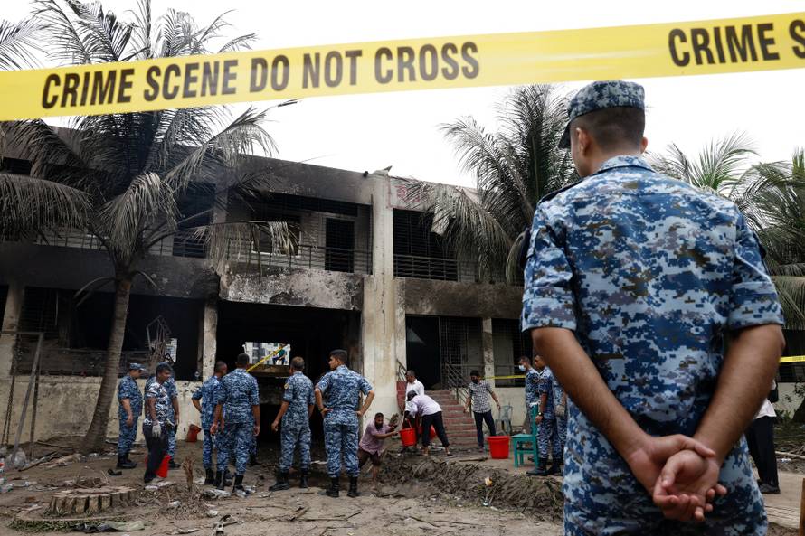 Air Force training aircraft crashed into Milestone College campus, in Dhaka