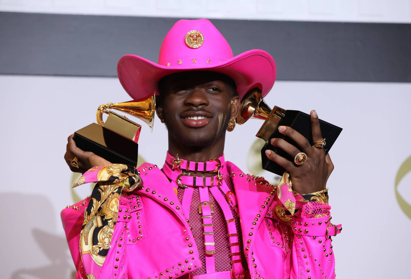 62nd Grammy Awards – Photo Room – Los Angeles, California, U.S., January 26, 2020 - Lil Nas X poses backstage with his Best Music Video and Best Pop Duo/Group Performance awards for "Old Town Road\