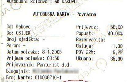 Izdali mu autobusnu kartu 8. siječnja 2003. godine
