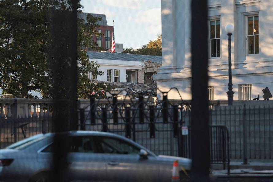 Ongoing construction on the East Wing of the White House, where U.S. President Donald Trump’s proposed ballroom is being built, in Washington, D.C.