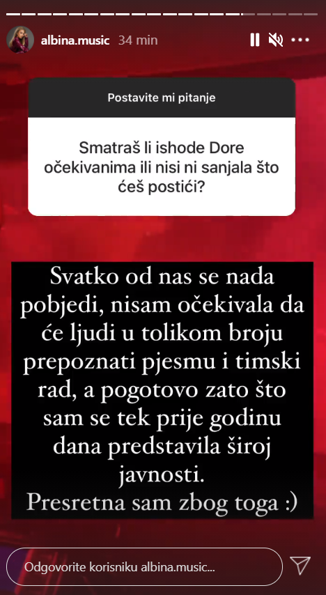 Albina o Eurosongu: 'Imam se na temelju čega nadati i mislim da bih mogla biti u top pet...'