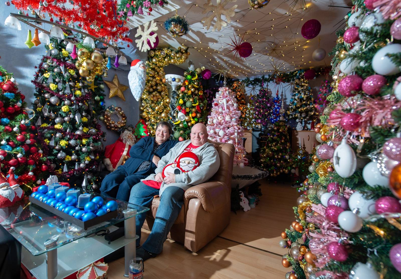 Couple lives with 350 Christmas trees