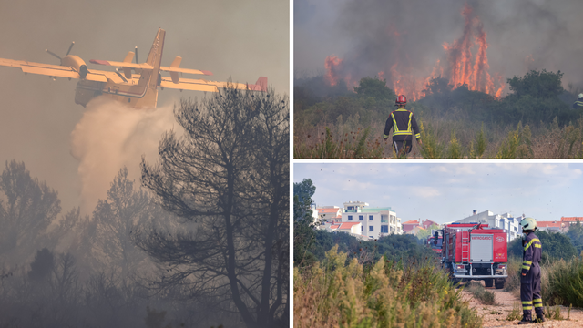 FOTO Vatrogasci se i dalje bore s vatrenom stihijom kod Zadra: 'Stigla su i dvije zračne snage'