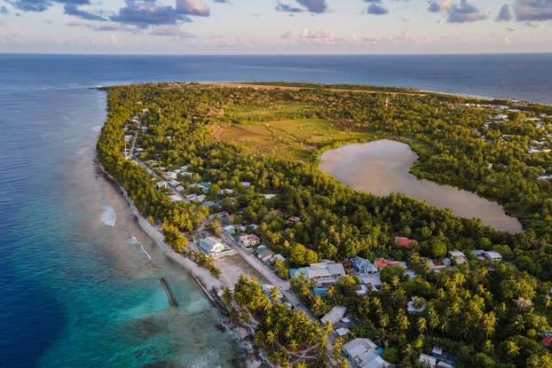 Aerial view of Fuvahmulah island in Maldives