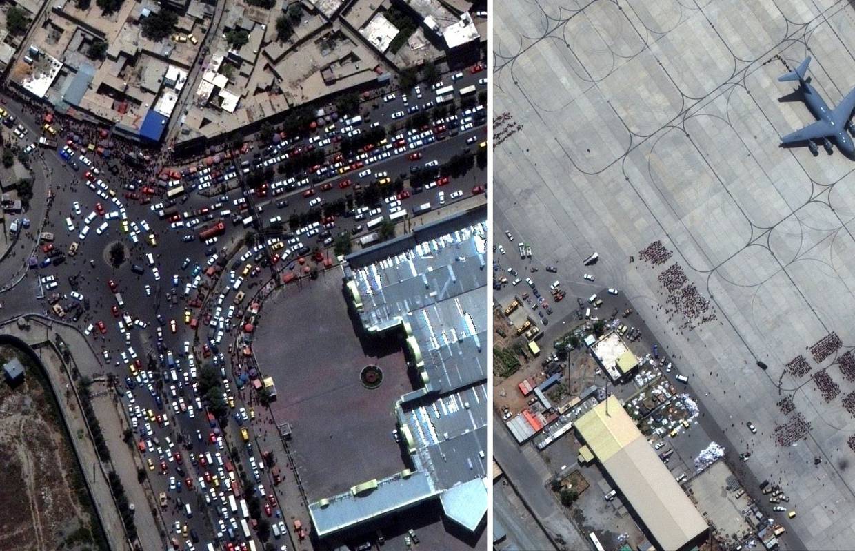 Kaos na aerodromu u Kabulu: Pogledajte satelitske snimke