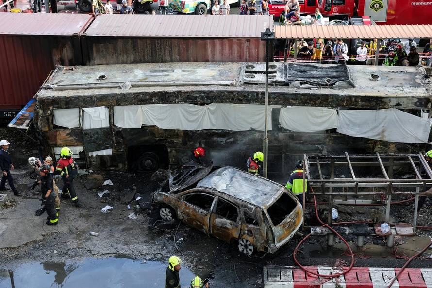 The scene of a multi-vehicle collision, in Bangkok
