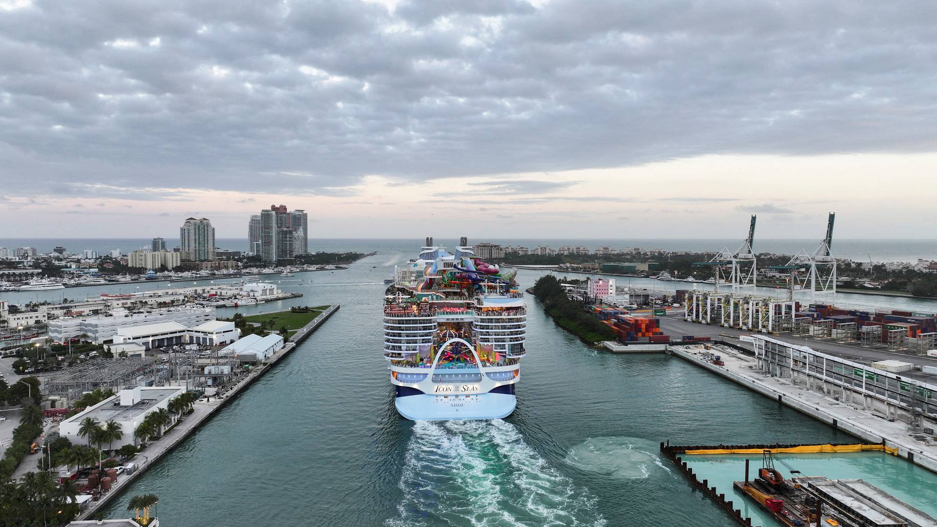 Royal Caribbean's Icon of the Seas, the largest cruise ship in the world, sets sail for its inaugural voyage with passengers in Miami