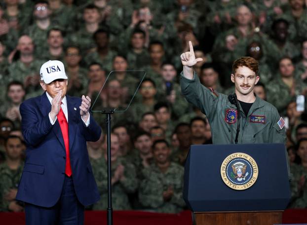 U.S. President Donald Trump visits the aircraft carrier USS George Washington in Yokosuka