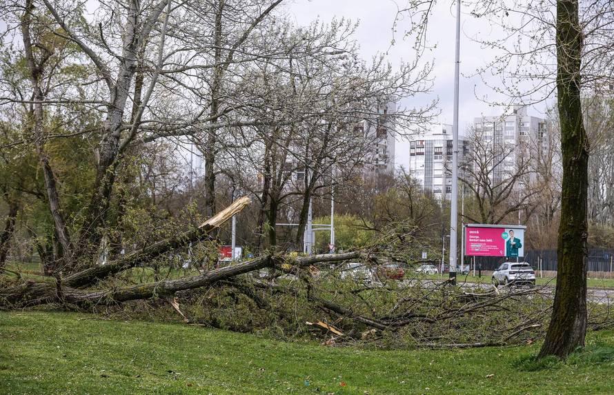 Zagreb: Olujno nevrijeme počupalo stabla na Bundeku 