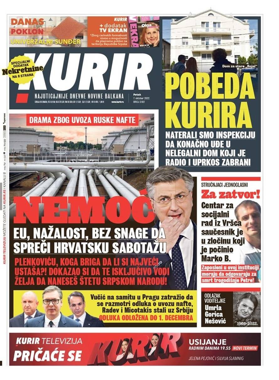 Srpske naslovnice: 'Hrvatska je proglasila rat Srbiji'. Objavili su i crtež ustaše kako kolje Srbina