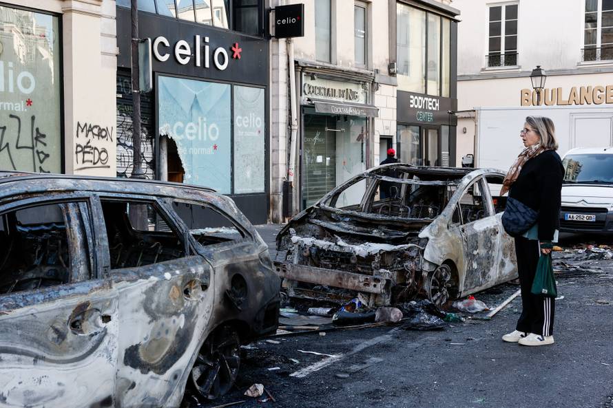 Aftermath of clashes during a national day of protests against the cost of living and rising fuel prices, in Paris