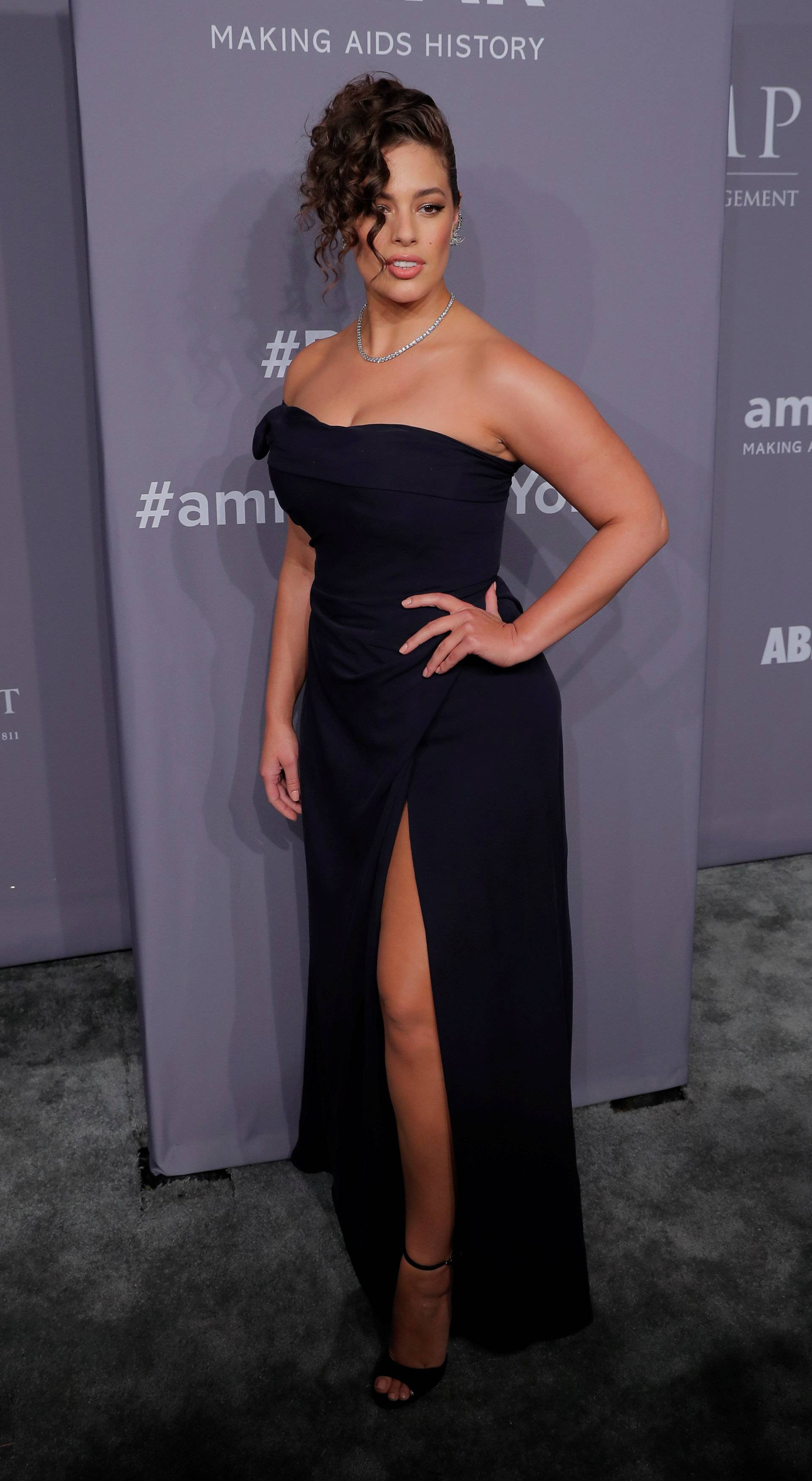 Model Ashley Graham arrives for an amfAR gala to celebrate Lee Daniels during New York Fashion Week in New York