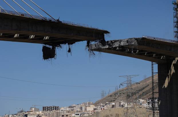 The B1 bridge damaged by a strike, as the U.S.-Israeli conflict with Iran continues, in Karaj