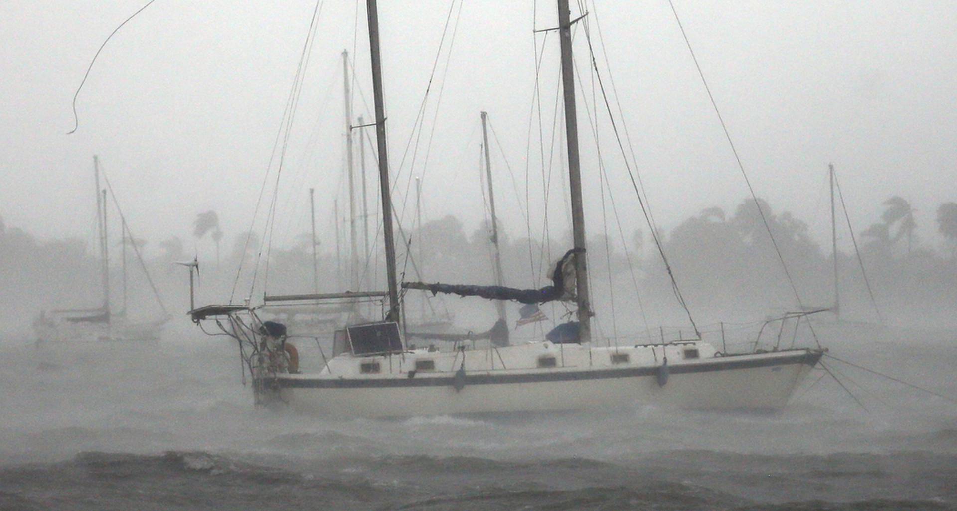 Boats are seen at a marina in South Beach as Hurricane Irma arrives at south Florida, in Miami Beach, Florida