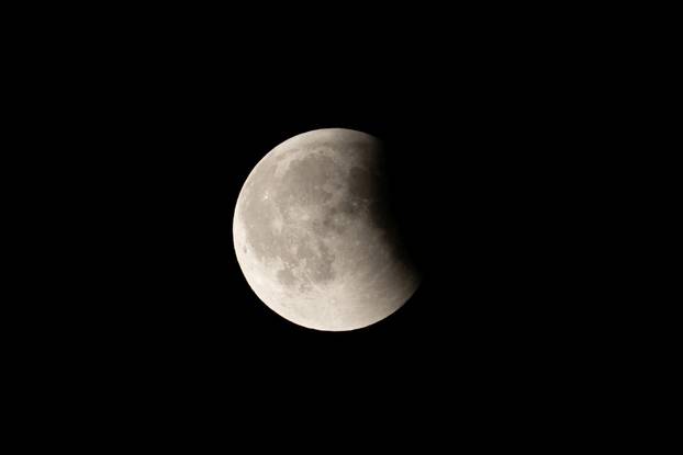 The full moon during a "Blood Moon" total lunar eclipse over Berlin