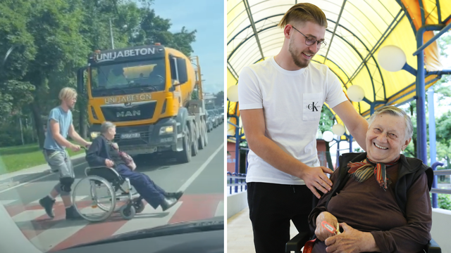 Patrik je zaustavio promet pa pomogao Marici (79) u kolicima prijeći cestu: 'On je moj heroj'