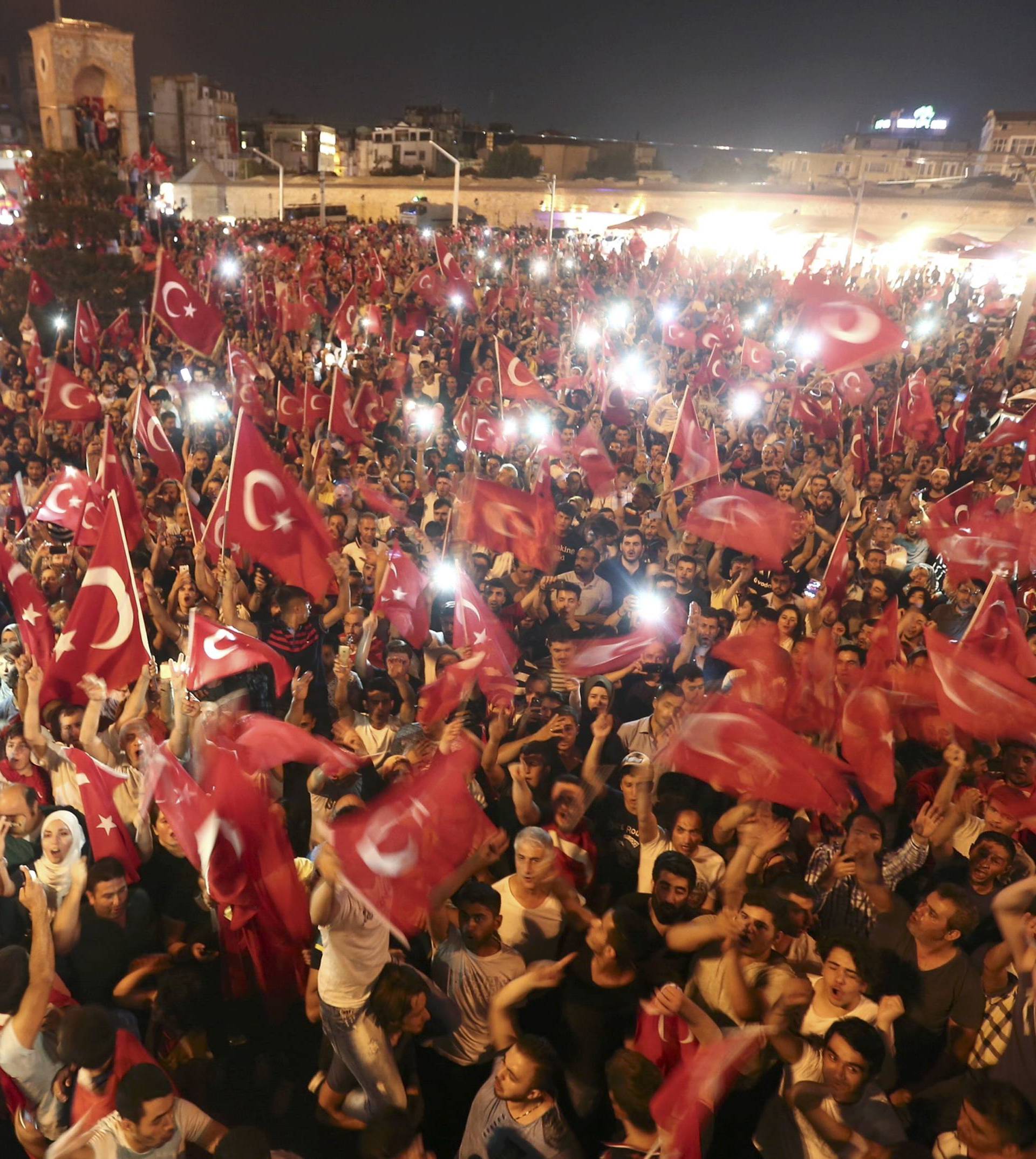 Turks gather on Taksim Square in Istanbul