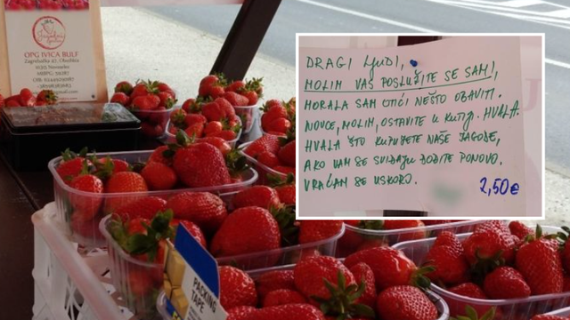 Prodavačica jagoda kod Ivanića ostavila štand, 15 eura i poruku: 'Molim vas, poslužite se sami!'
