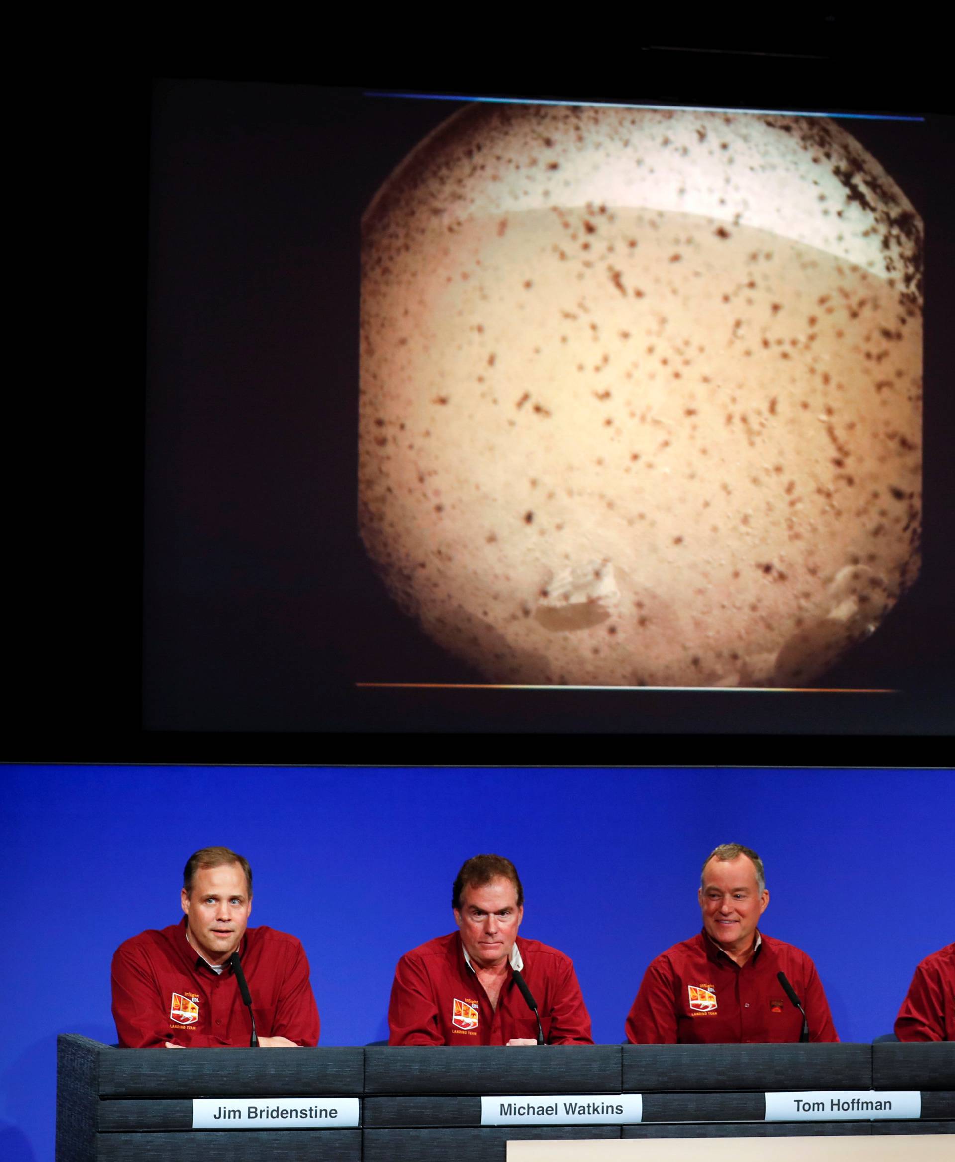 James Bridenstine speaks after the landing of spacecraft InSight on the surface of Mars,  in Pasadena