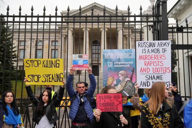 FILE PHOTO: Anti-Russian demonstration outside Russian embassy in Warsaw