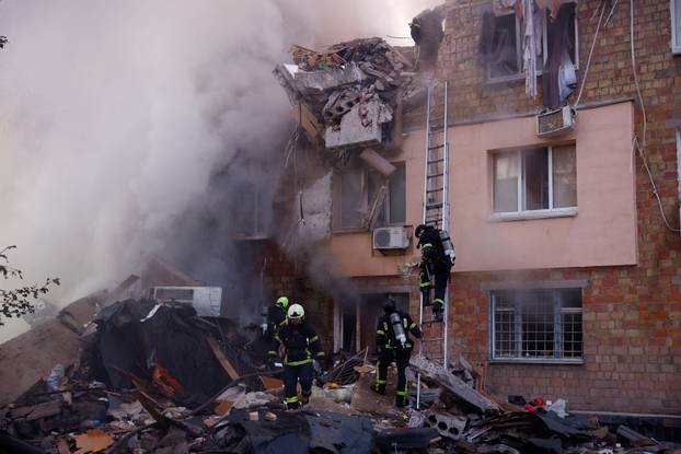 Aftermath of a Russian missile and drone attack in Kyiv