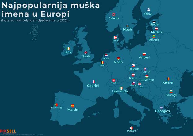 Infografika: Koja su najpopularnija muška imena u Europi