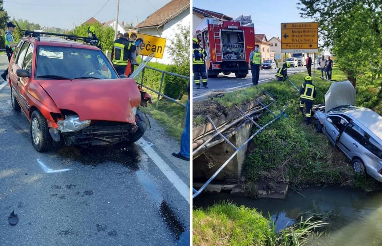 Teška nesreća u Hrastju: Probio ogradu autom i završio u kanalu