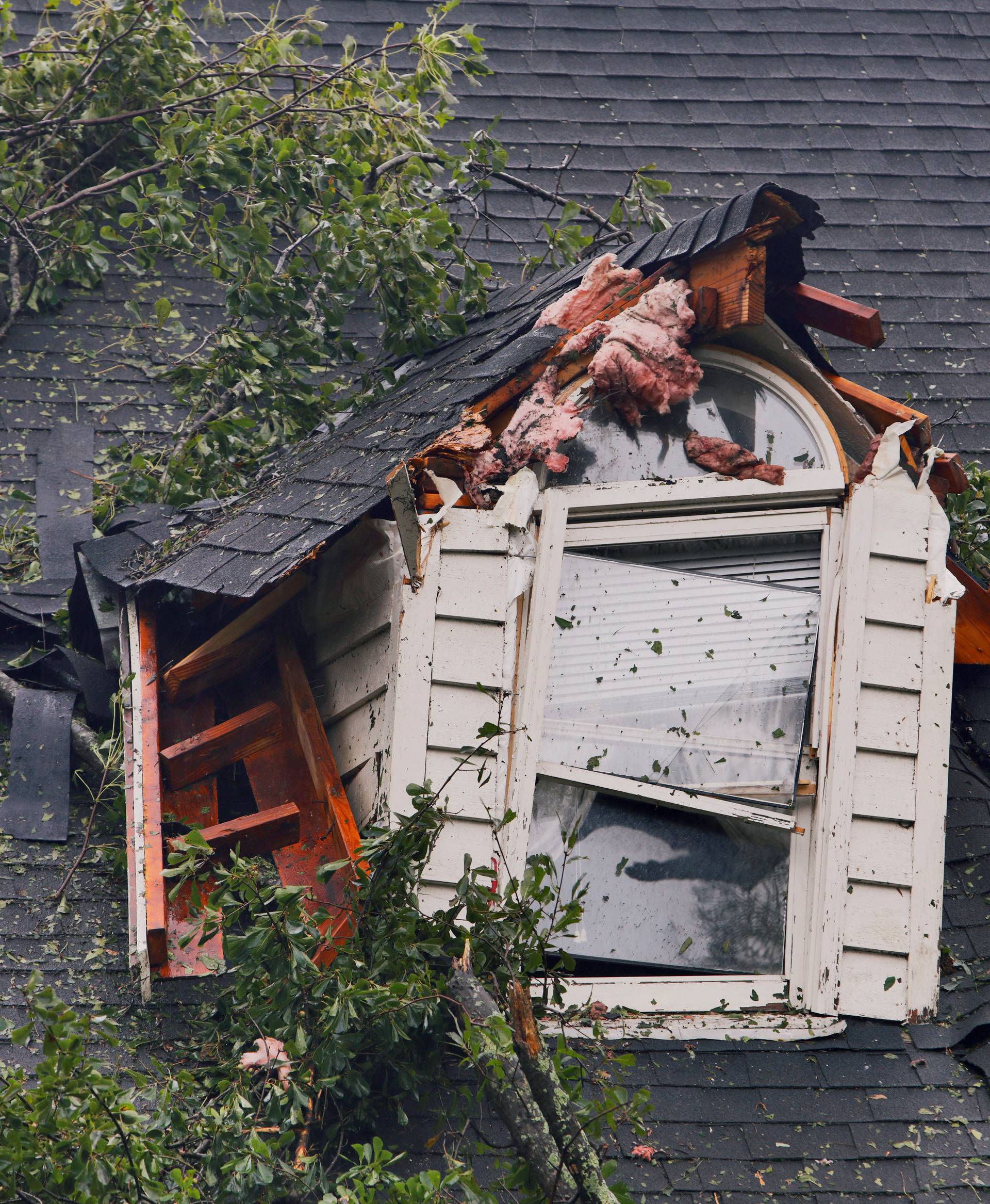 A damaged house is seen after Hurricane Florence struck in Winnabow, North Carolina