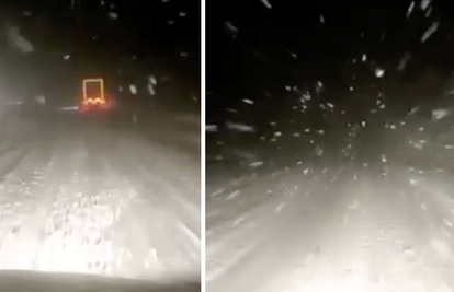 VIDEO Oprez na cestama: Snijeg pada u Lici i Gorskom kotaru, kamioni stoje u zaustavnoj traci