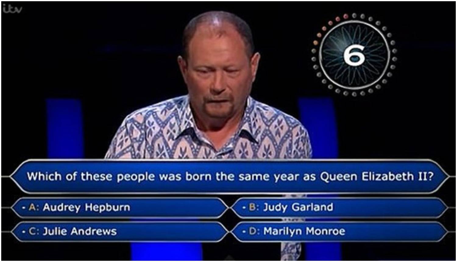 Tko je rođen iste godine kao Elizabeta II.? Natjecatelj kviza odustao je zbog toga pitanja