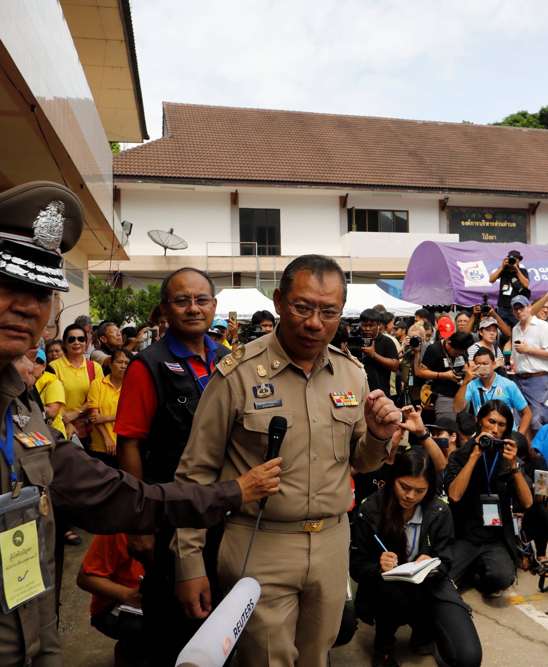 Narongsak Osottanakorn, head of the rescue mission, attends a news conference in the northern province of Chiang Rai