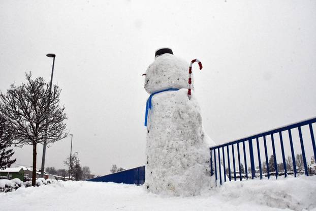 VIDEO Još jedan mega snjegović niknuo u Slavoniji. Visok je tri i pol metra i postao hit u Brodu
