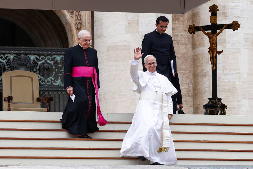 Pope Leo XIV holds his first general audience in St. Peter's Square, at the Vatican
