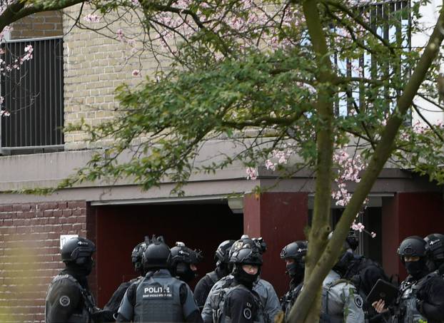 Police are seen after a shooting in Utrecht