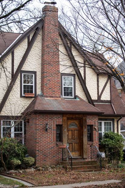 The childhood home of U.S. President Donald Trump is seen in the Jamaica Estates section of Queens borough of New York