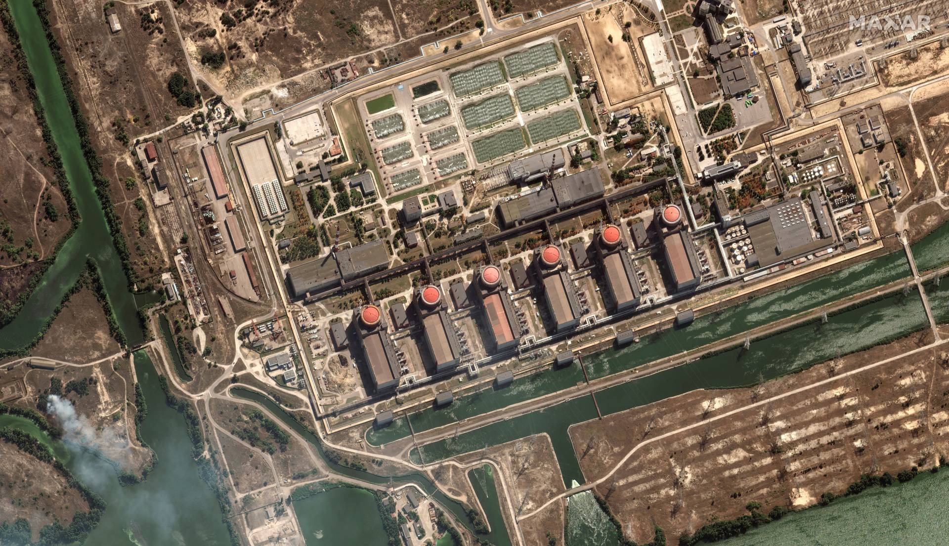 A satellite imagery shows closer view of reactors at Zaporizhzhia nuclear power plant