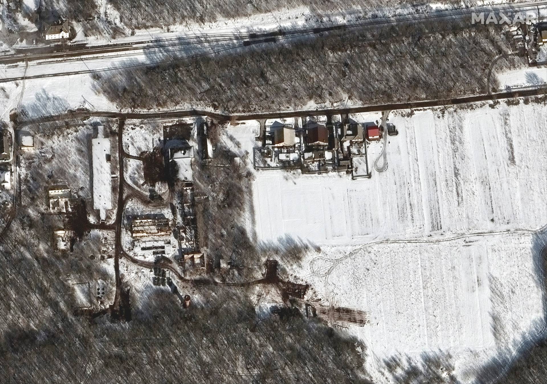 A satellite image shows deployment in an industrial area, near Belgorod