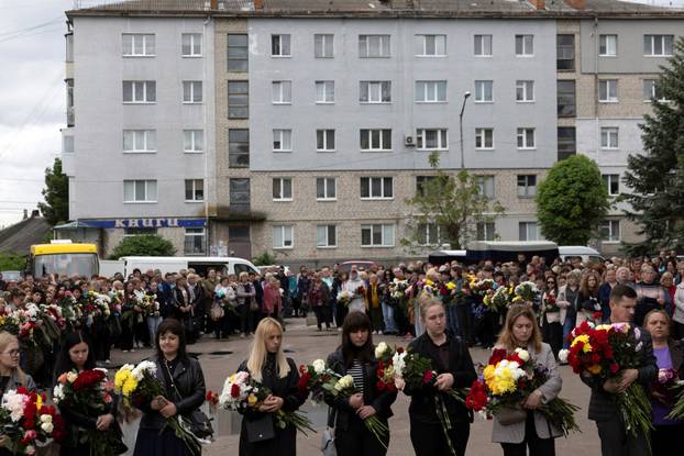 Funeral of the Tamara, Stanislav and Roman Martyniuk who were killed in a Russian missile strike in Korostyshiv