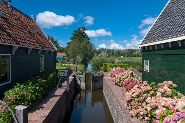 Lock on the Braakslot canal in Zaandam district of Kalf. Province of North Holland in the Netherlands