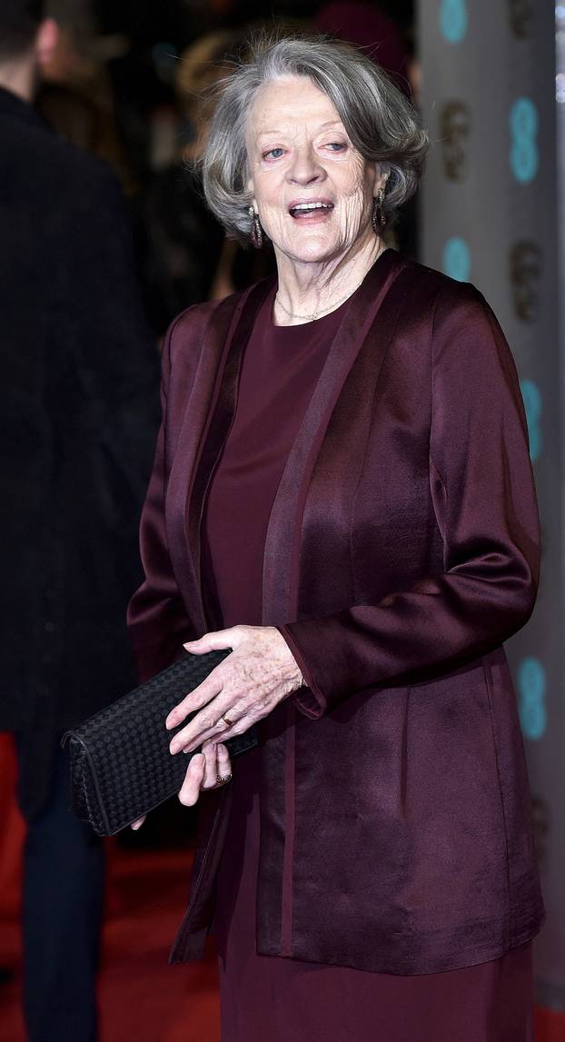 FILE PHOTO: Maggie Smith arrives at the British Academy of Film and Television Arts (BAFTA) Awards in London