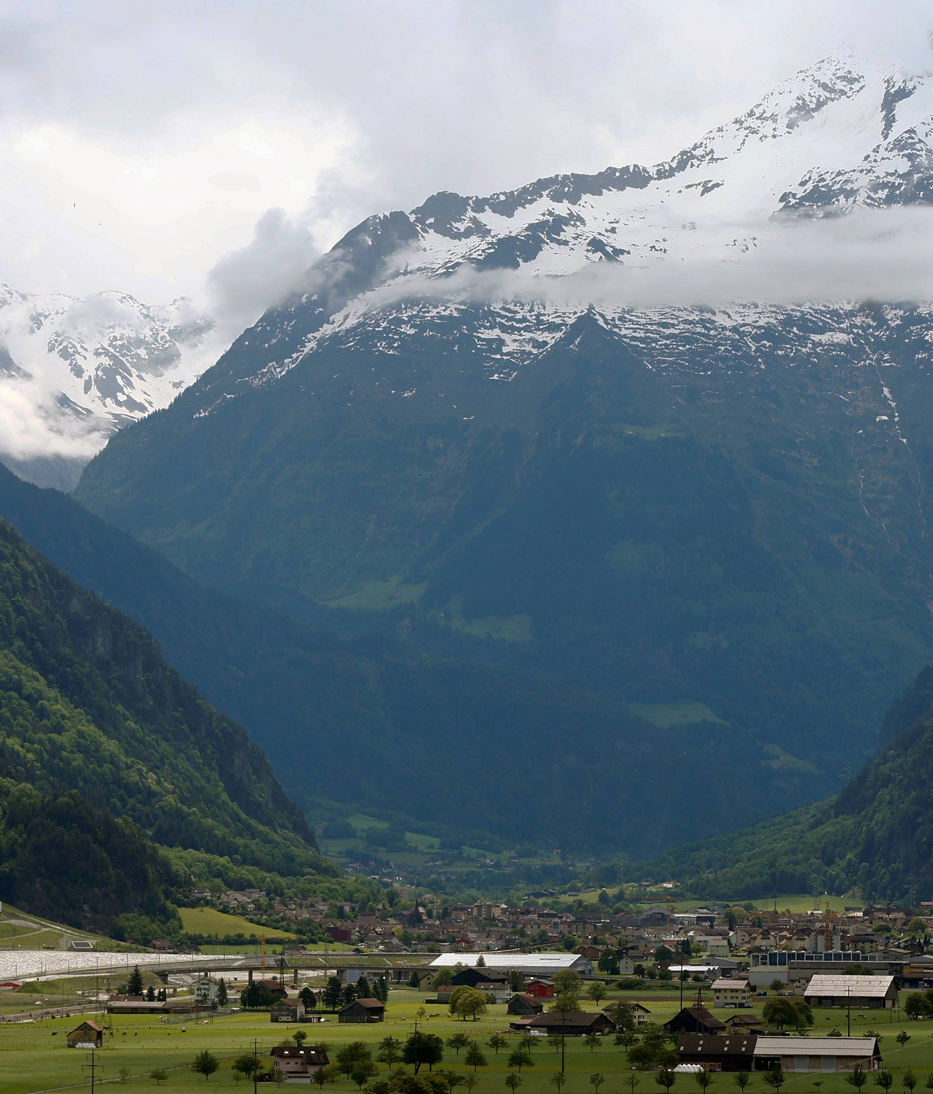 A general view shows the northern gates of the NEAT Gotthard Base Tunnel near Erstfeld