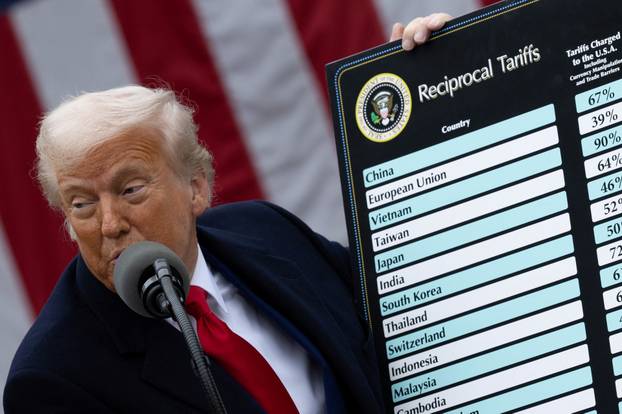 U.S. President Trump delivers remarks on tariffs, at the White House